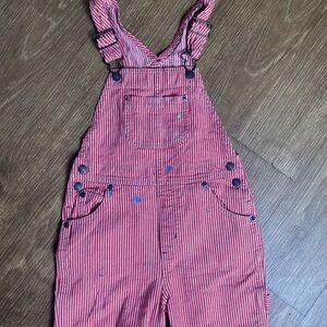 Lands' End Red Striped Kids painter overalls